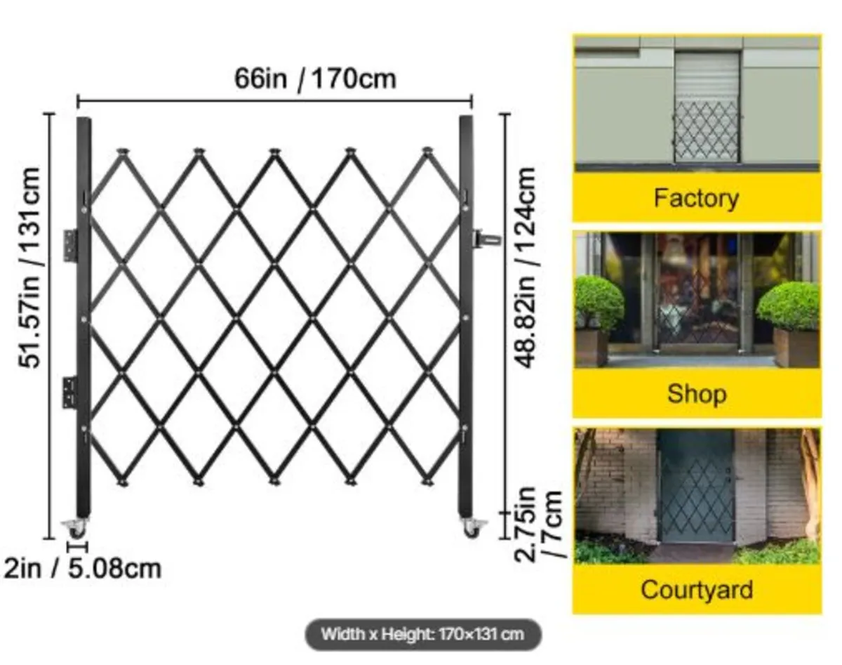 Single Folding Security Gate,170 × 131 cm(W × H) - Image 4