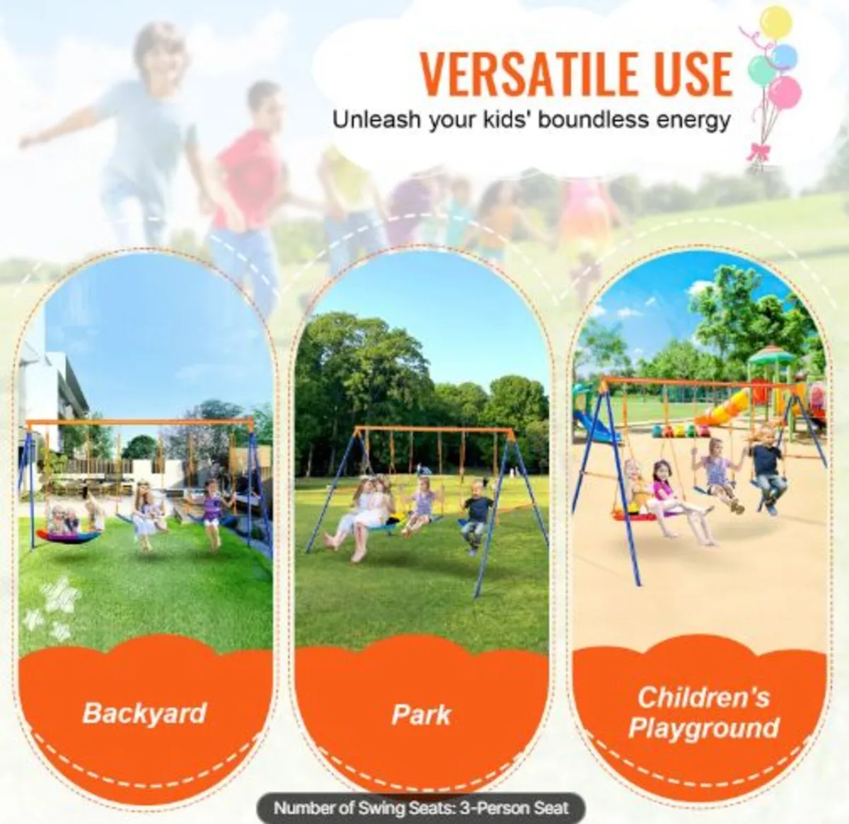 Swing Sets for Backyard, 600lbs Load Capacity - Image 3