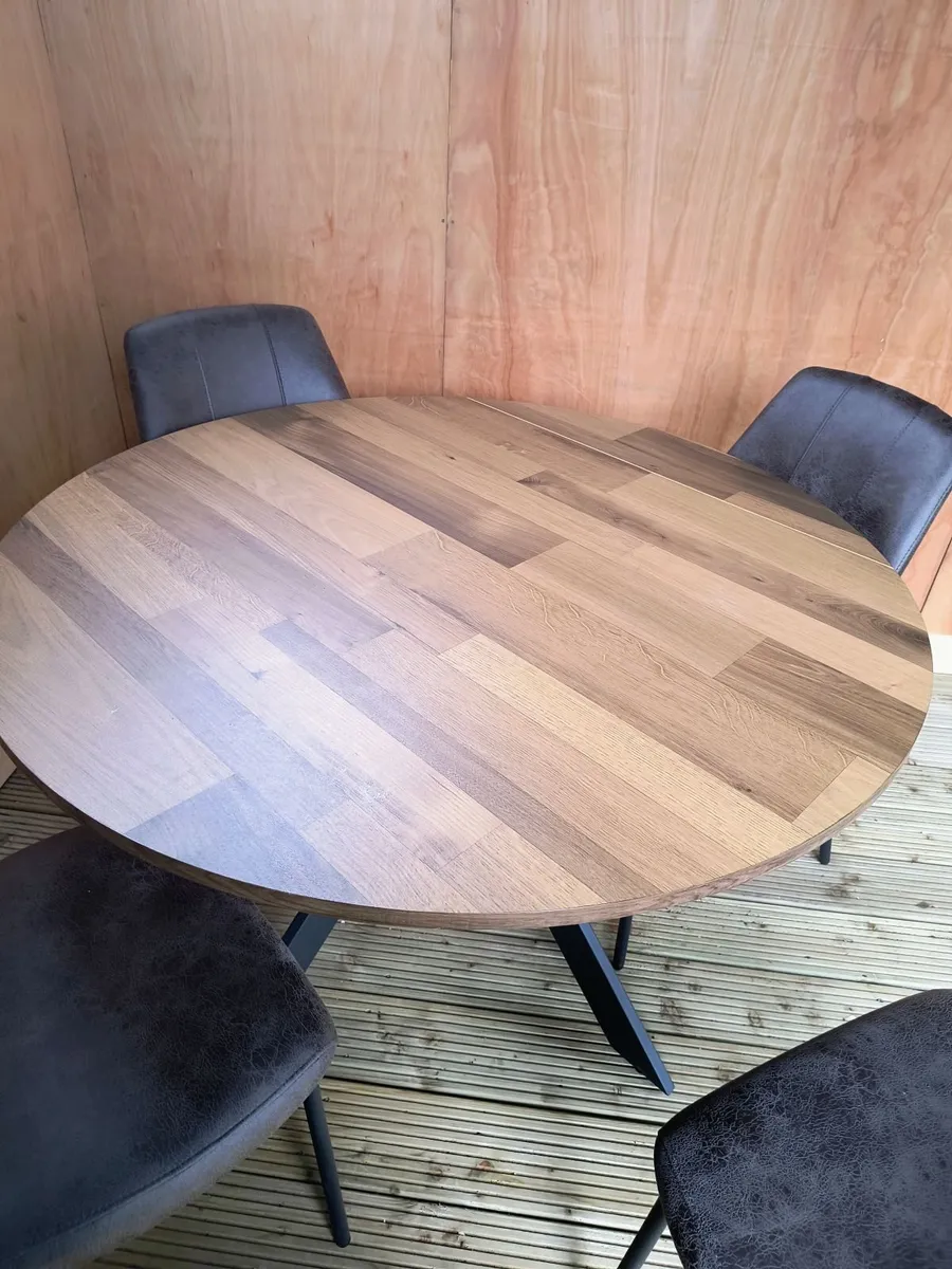 Dining Table & 4 Brown leather Chairs for Sale - Image 2