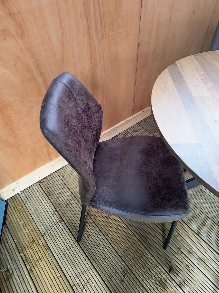 Dining Table & 4 Brown leather Chairs for Sale - Image 4