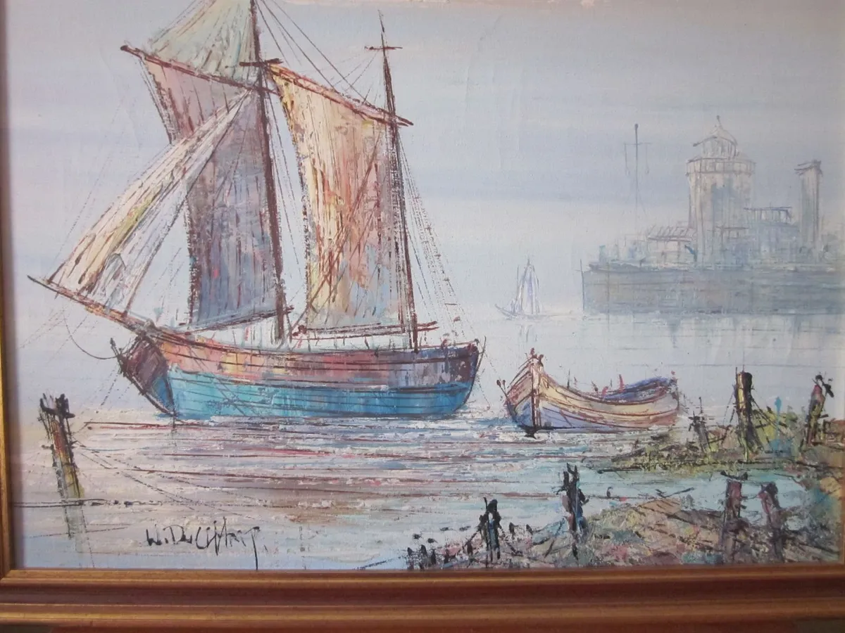 Mixed Media Painting  Boat in Sail by  H. Duchamp - Image 2