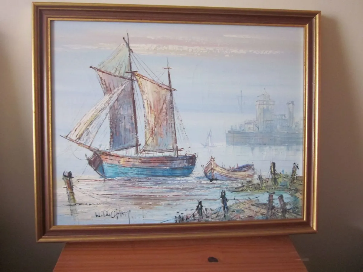 Mixed Media Painting  Boat in Sail by  H. Duchamp - Image 1