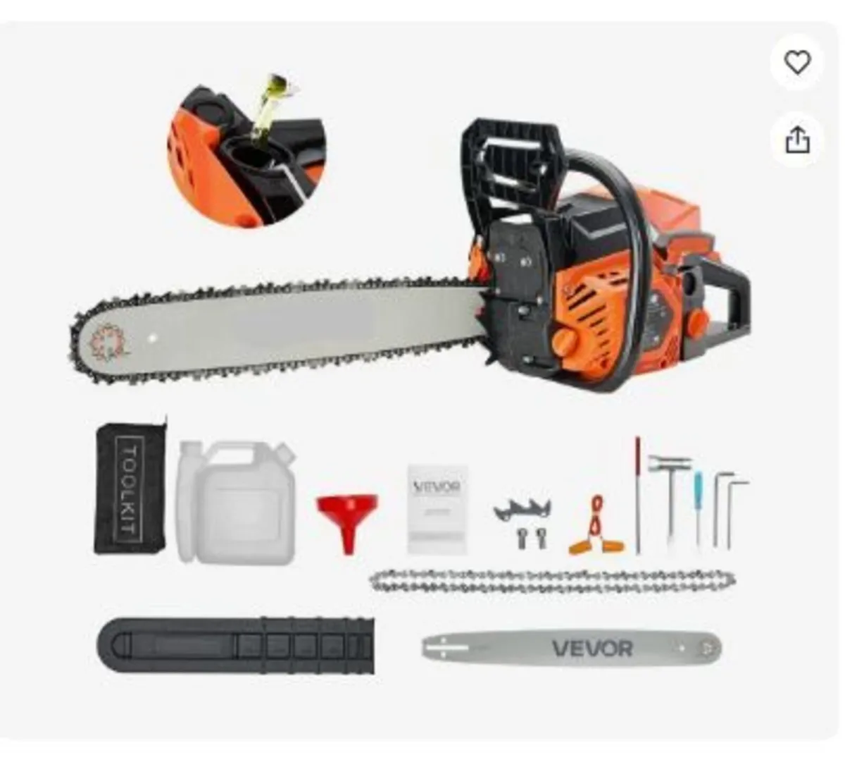 62 cc Gas Chainsaw, 20 inch Gas Powered - Image 1