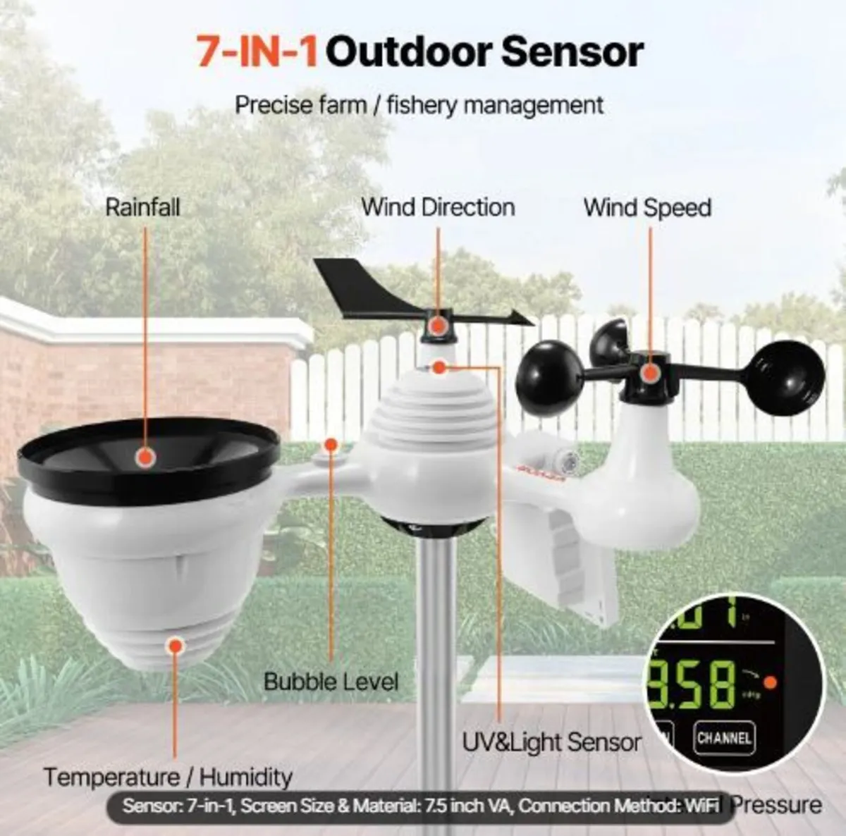 7-in-1 Wi-Fi Weather Station, 19.1 cm (7.5-inch) - Image 3