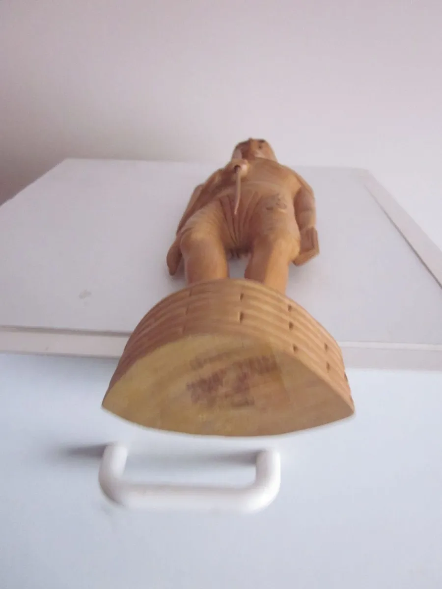 Hand Carved Wooden Mahatma Gandhi Figurine Statue - Image 3