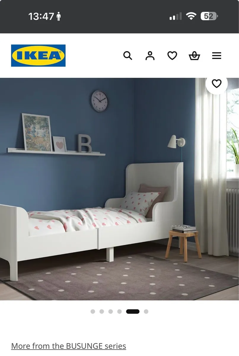 IKEA BUSUNGE white extentable kid bed - Image 3