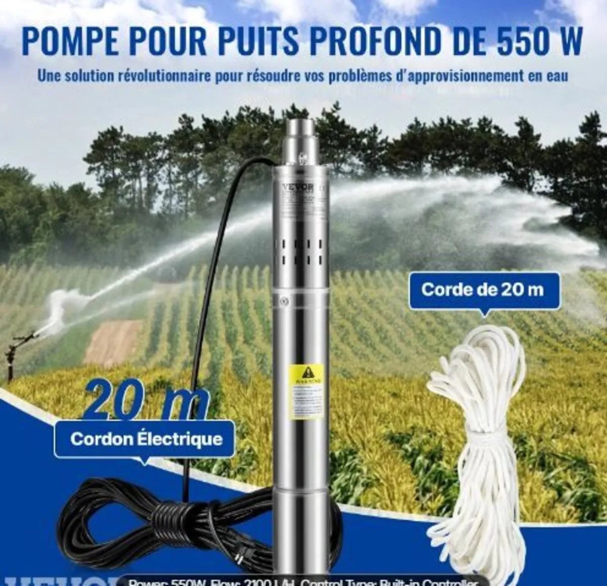 Deep Well Submersible Pump, 550W - Image 1