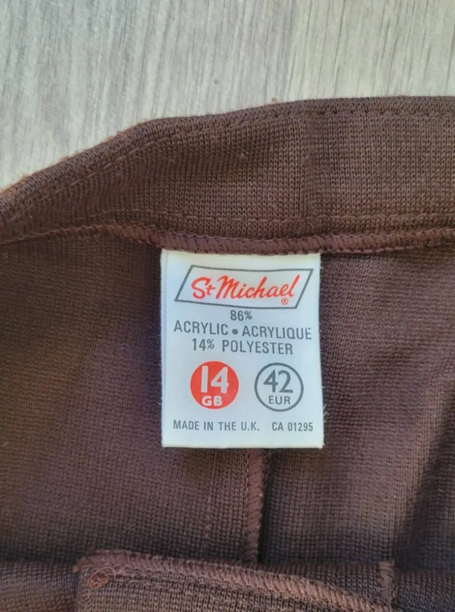 Vintage 1960s chocolate brown wide leg pleated tro - Image 4
