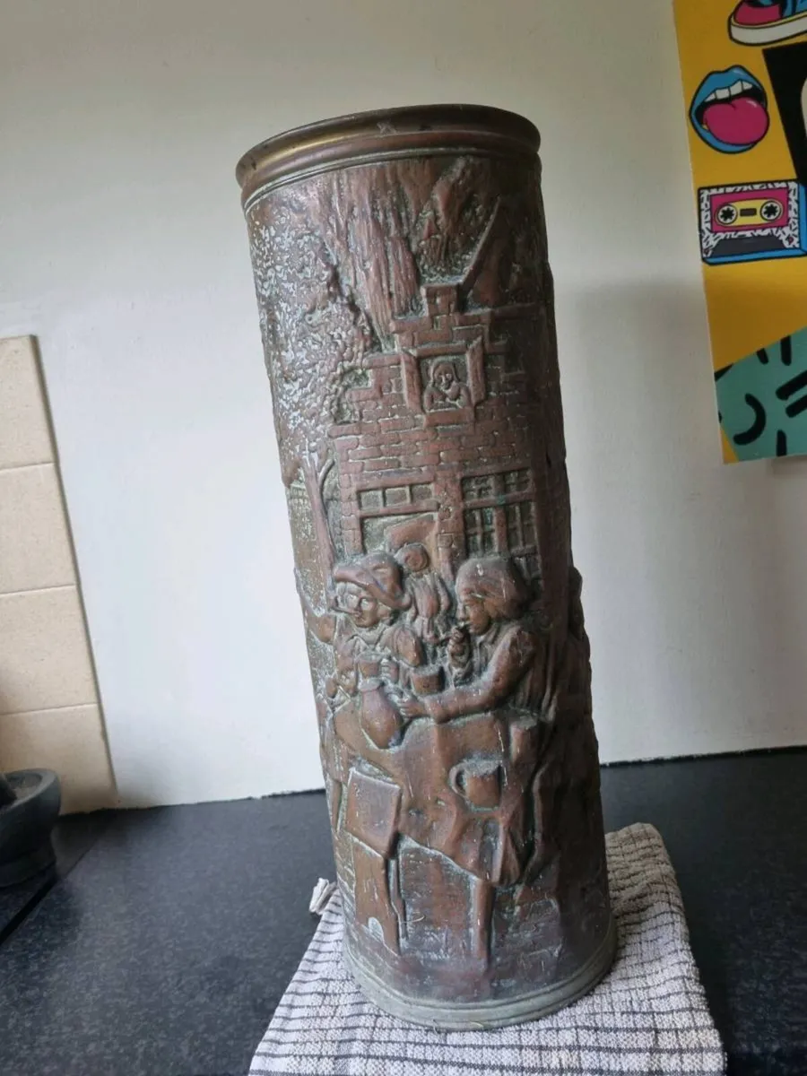 Antque copper umbrella stand - Image 1
