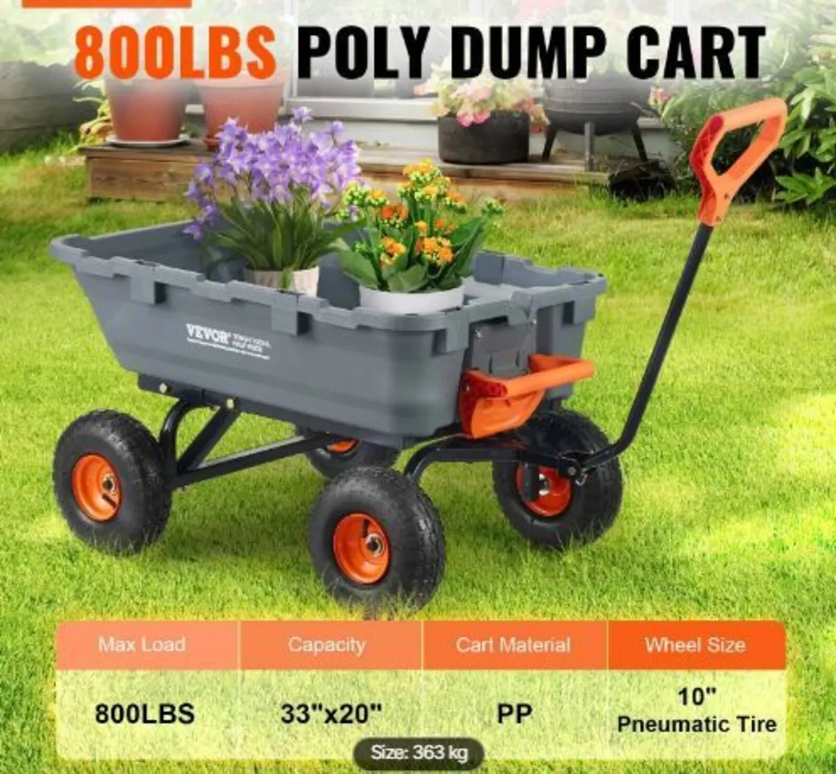 Poly Garden Dump Cart Heavy-duty Yard - Image 3
