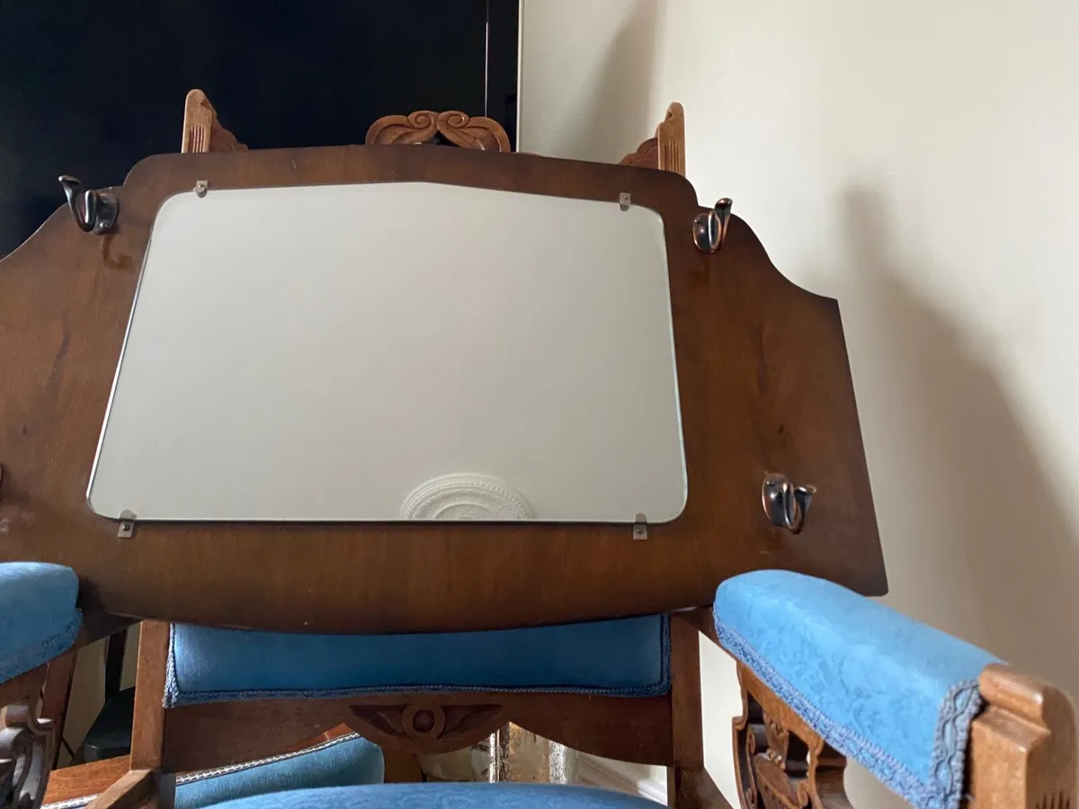 Vintage mirror with coat hooks - Image 2