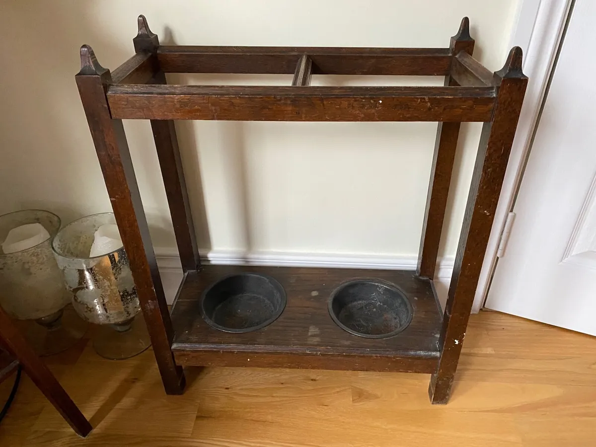 Vintage oak umbrella stand - Image 1