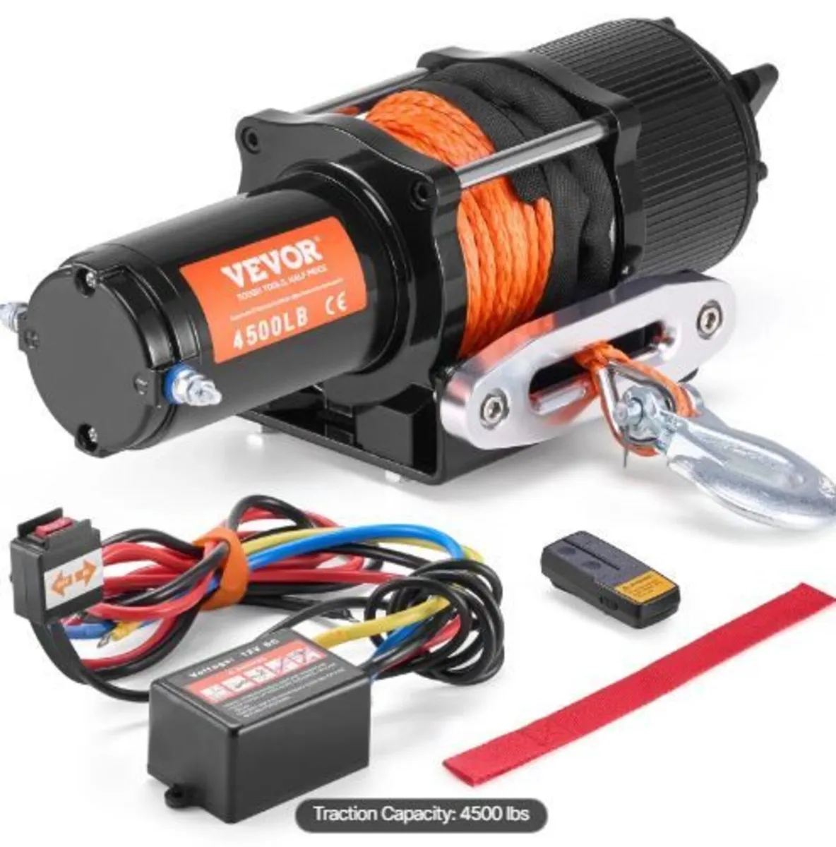 Electric Winch ATV UTV 2041.2 kg Synthetic Rope W - Image 4