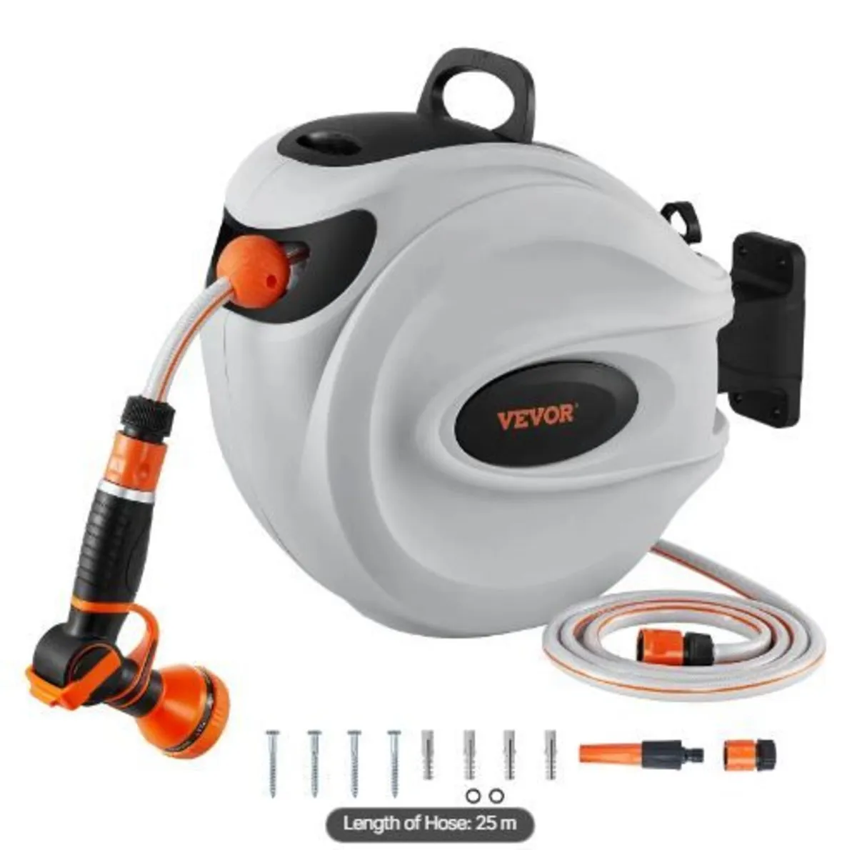 Retractable Hose Reel Water Hose Reel 25m x 1.3cm - Image 1