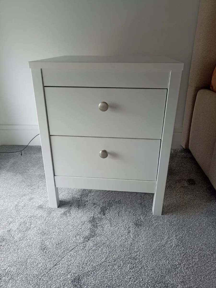 Pair of Madrid 2 Drawer Bedside Tables (White) - Image 2