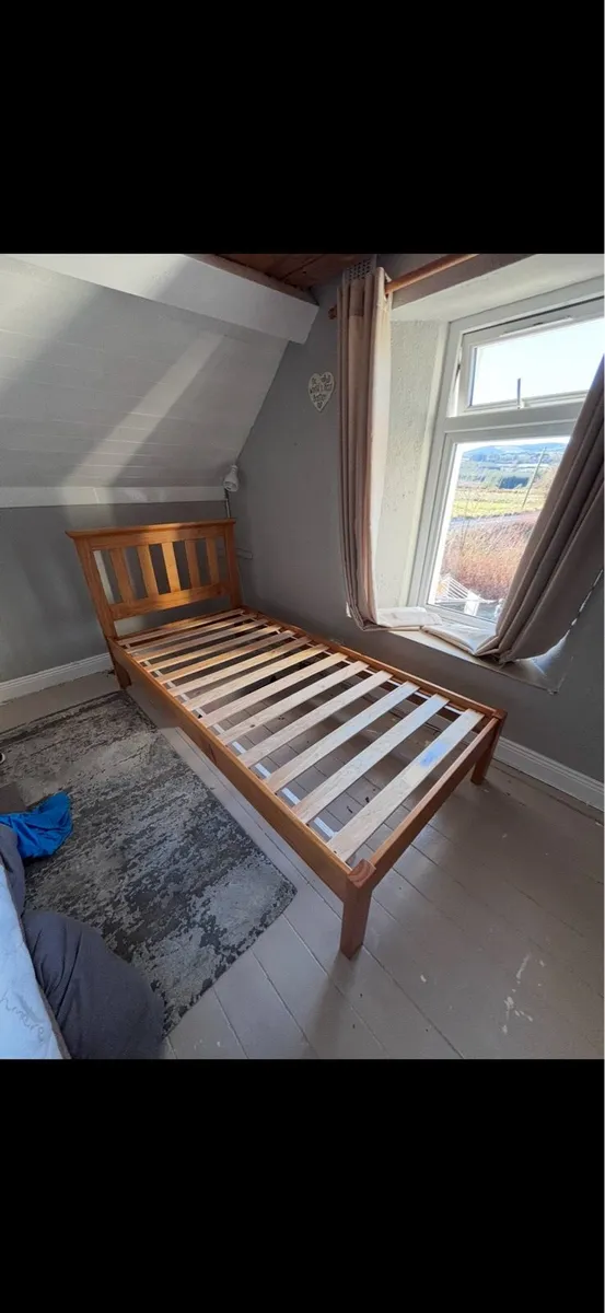 Single Pine Bed Frame with Wooden Slats (3ft) - Image 1