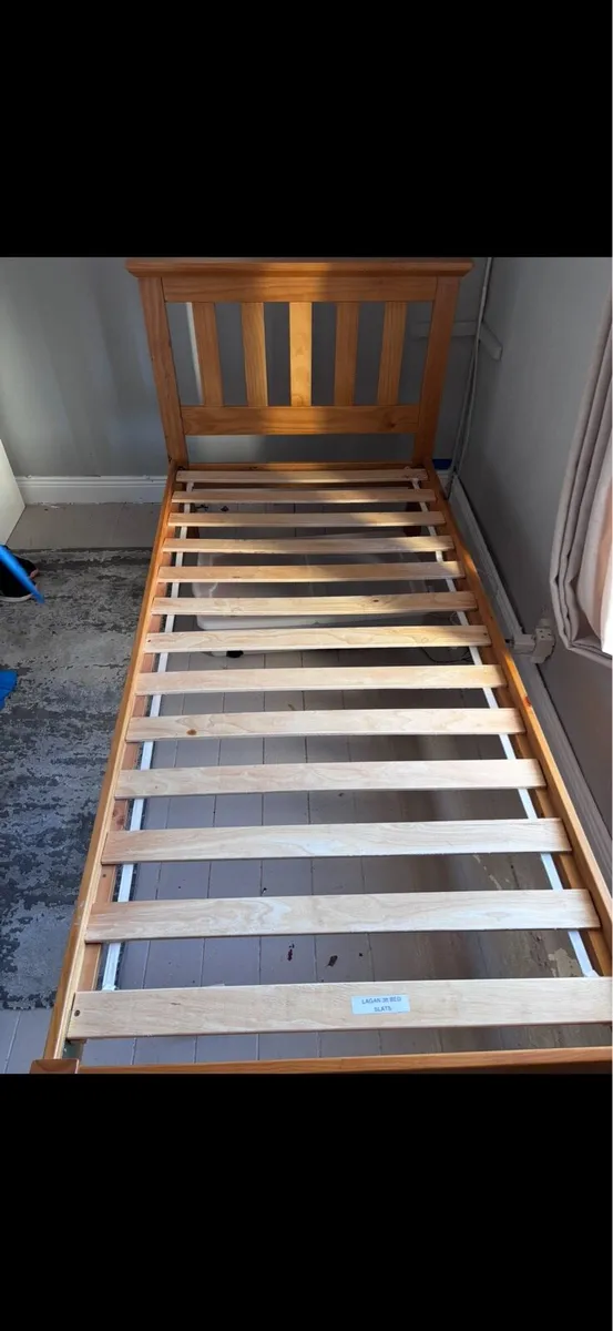 Single Pine Bed Frame with Wooden Slats (3ft) - Image 2