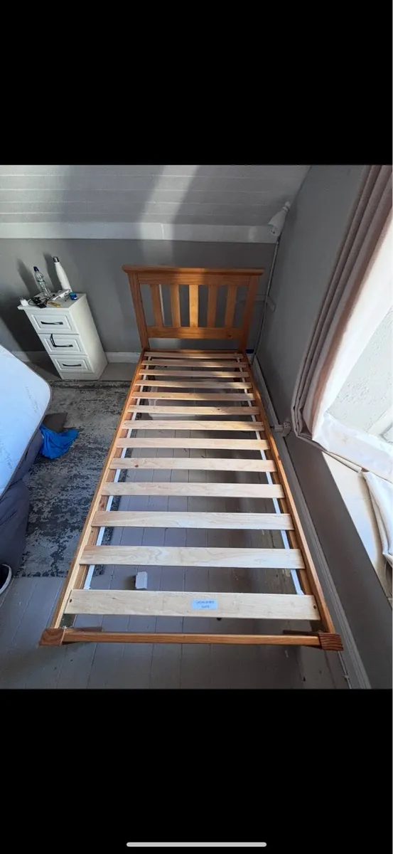 Single Pine Bed Frame with Wooden Slats (3ft) - Image 3