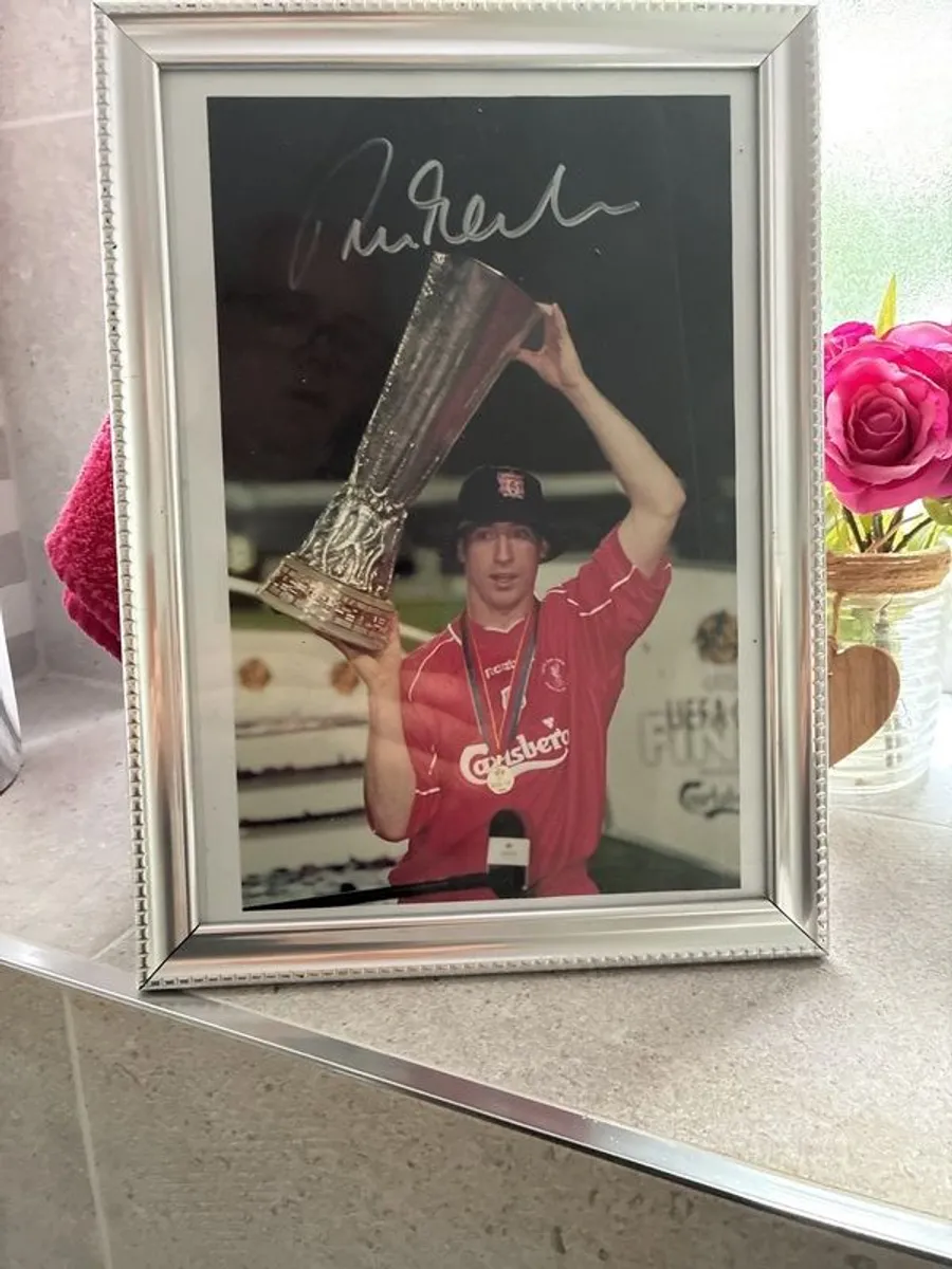 Signed Robbie Fowler Print A4 Size framed