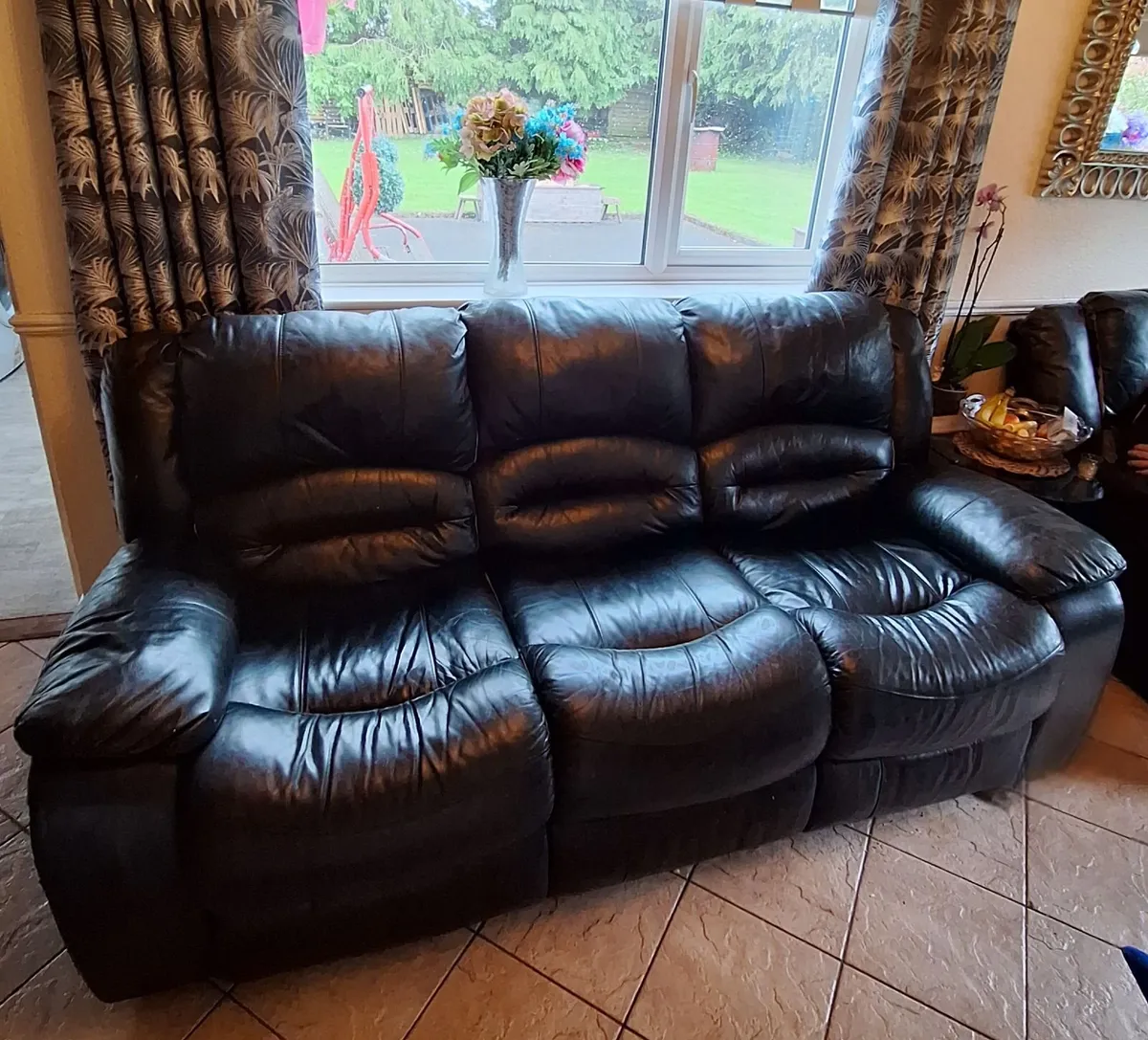 Black Leather Couch - Image 1