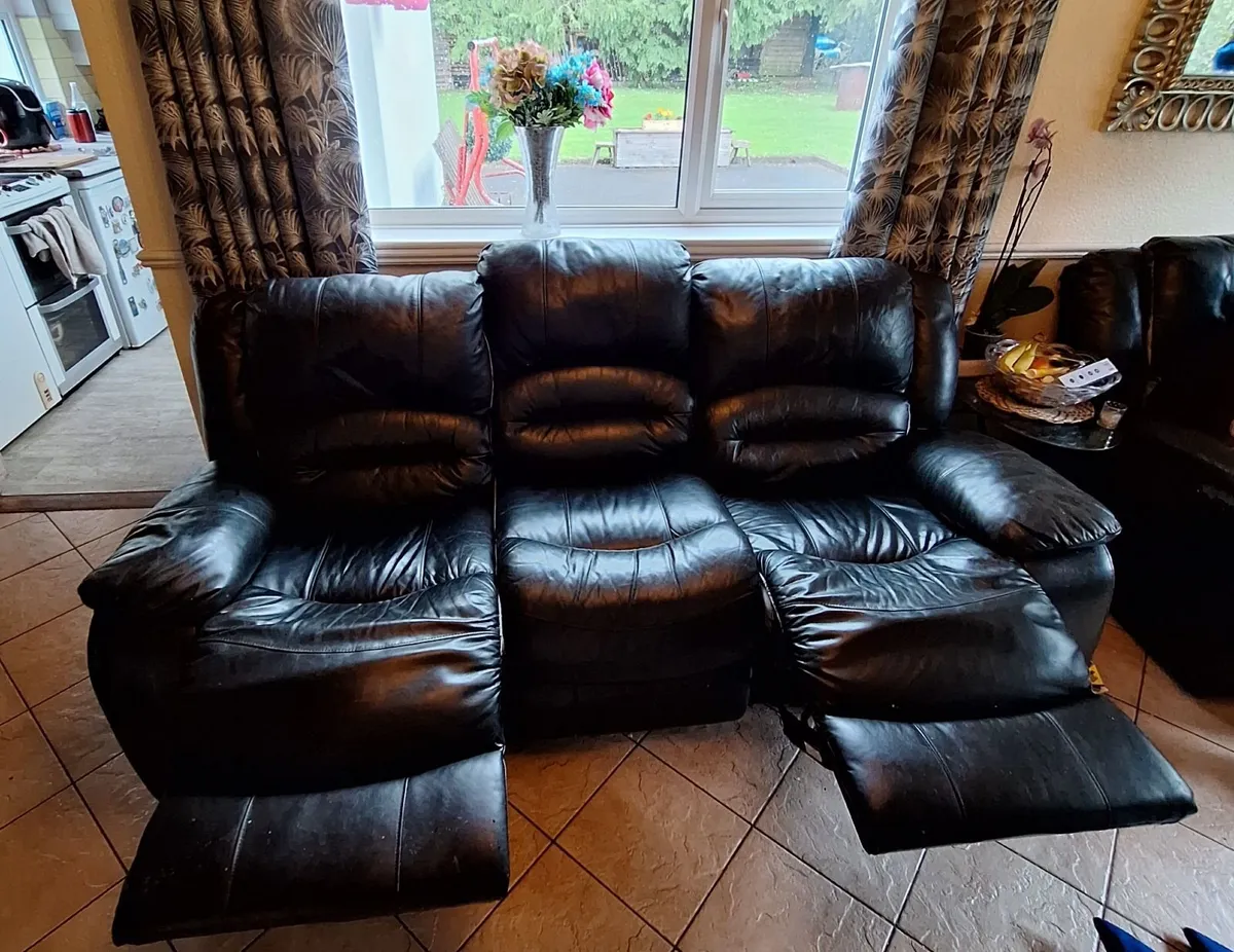 Black Leather Couch - Image 2