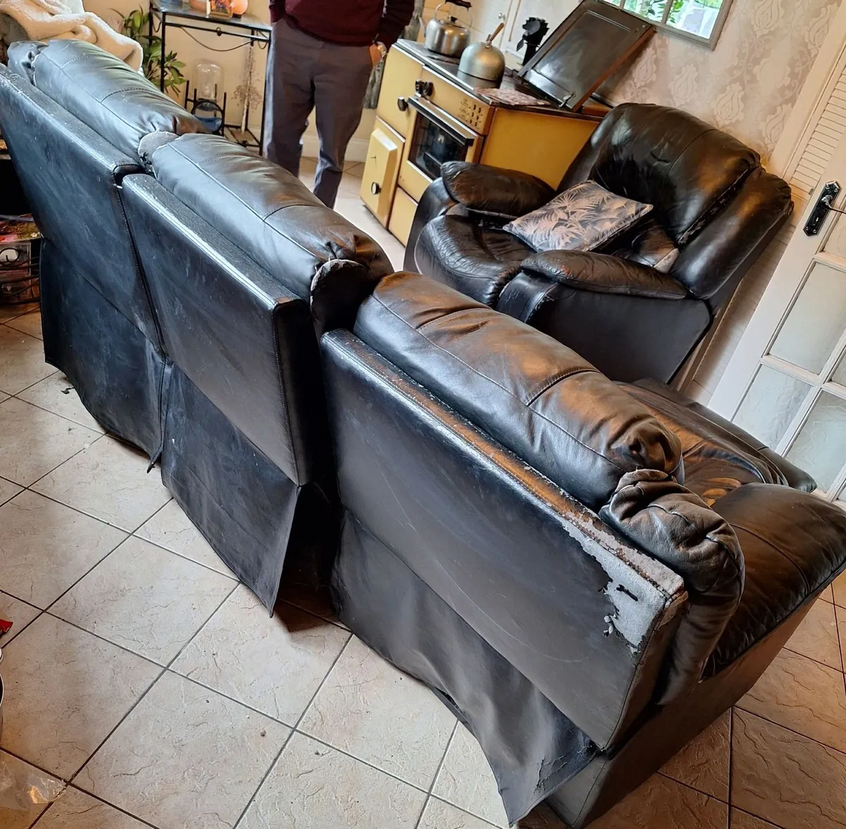 Black Leather Couch - Image 3