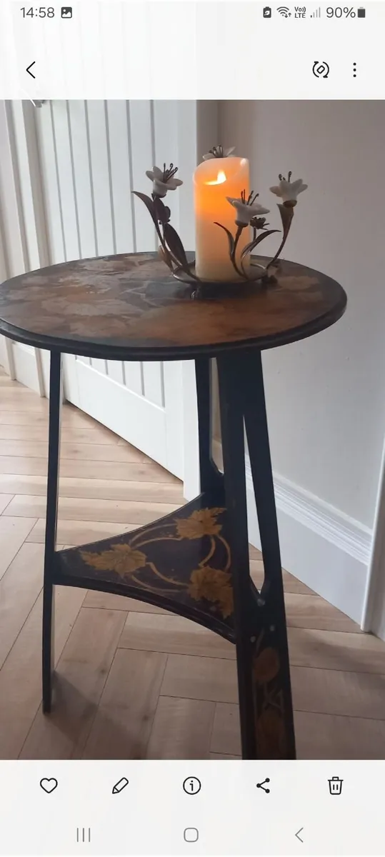 Arts and Crafts  powerwork side table 1900s - Image 1