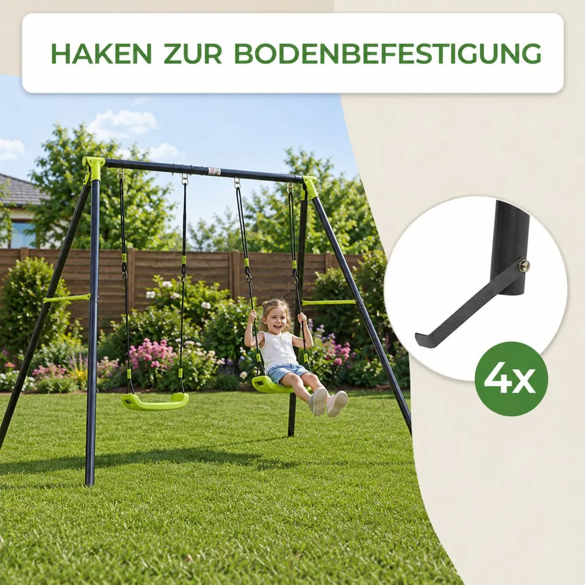 Double Garden Swing Set for Children Outdoor Metal - Image 3