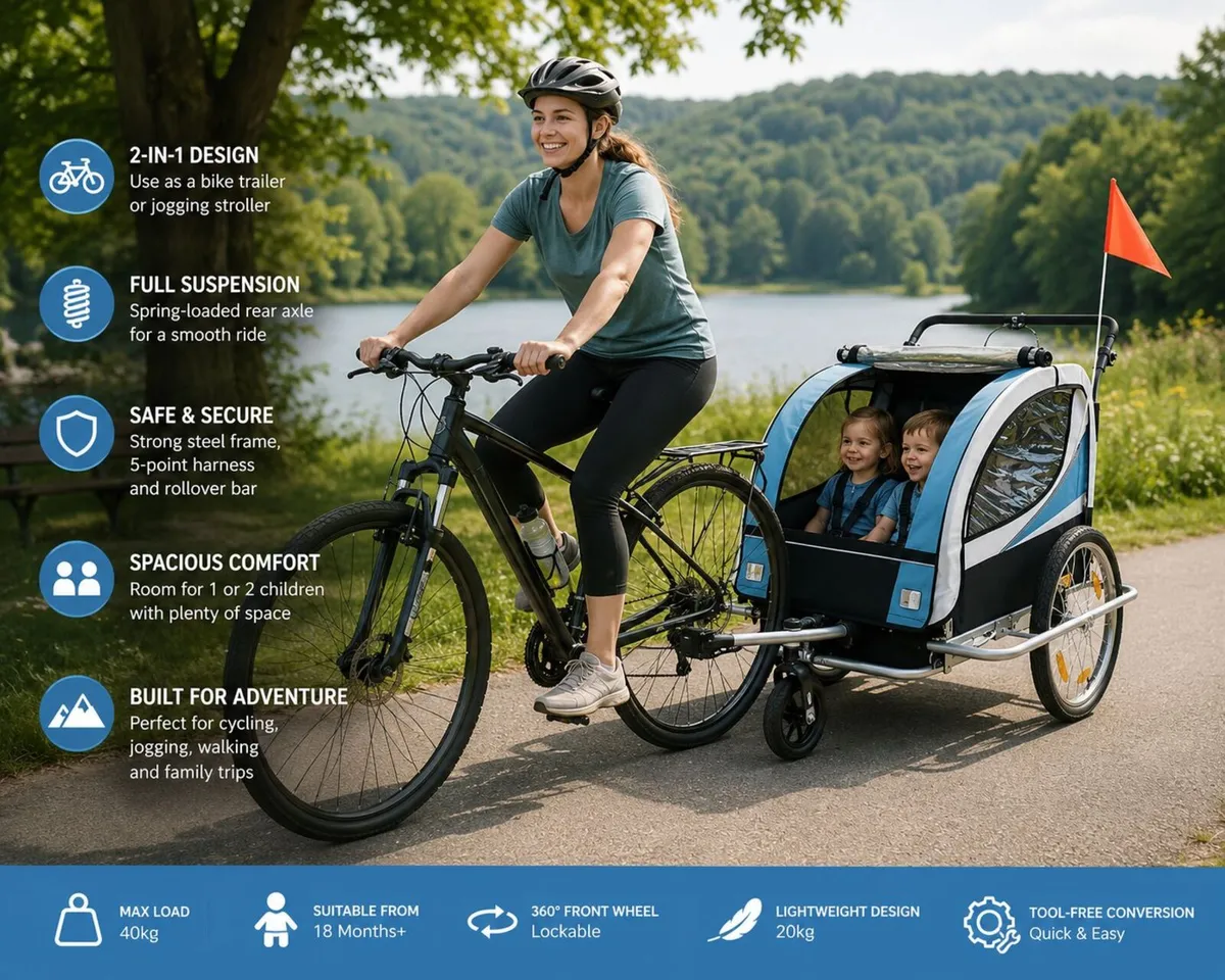 2-in-1 Child Bicycle Trailer & Jogger Stroller for - Image 1
