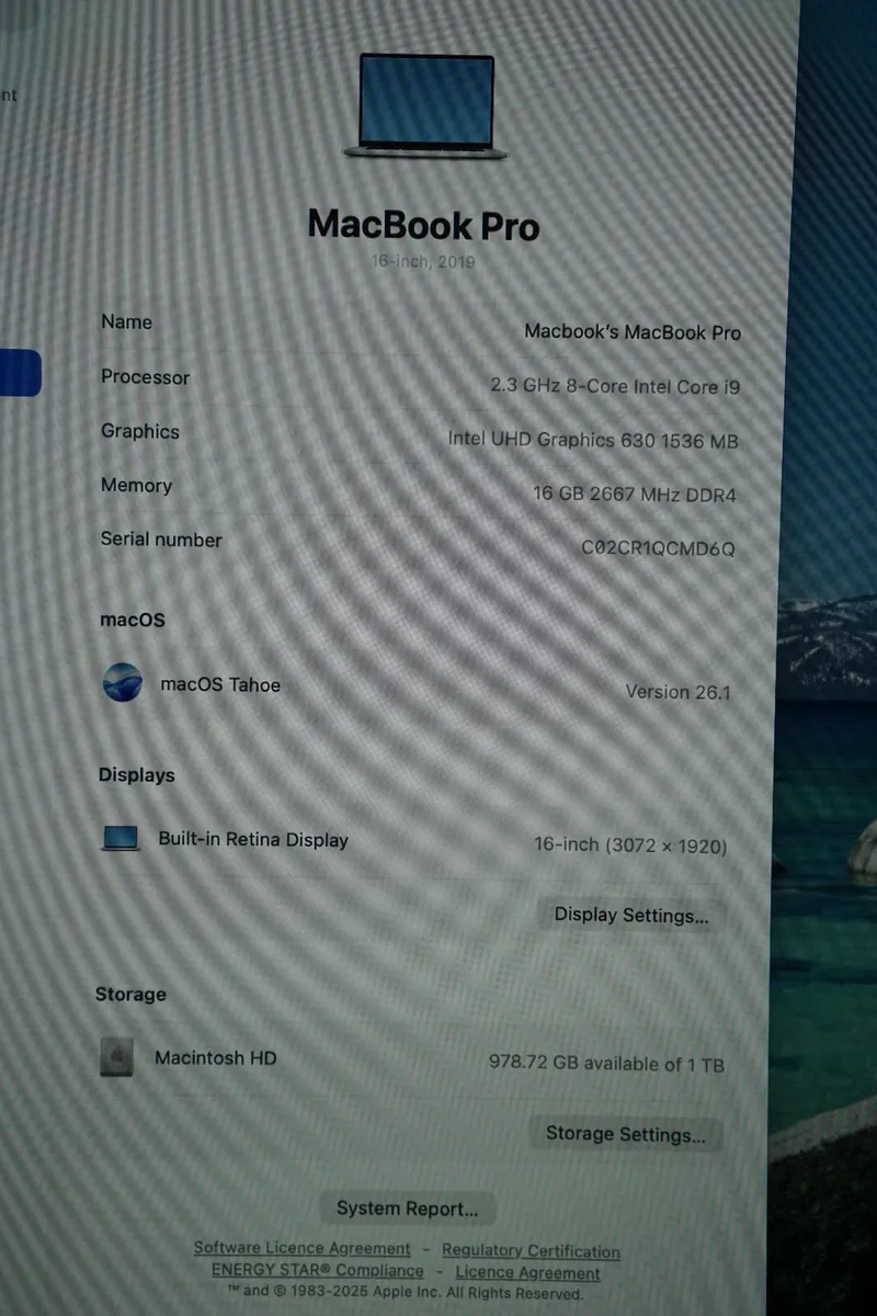 MacBook Pro 16" 2019 i9 2.3GHz | 16GB | 1TB | 4GB - Image 2