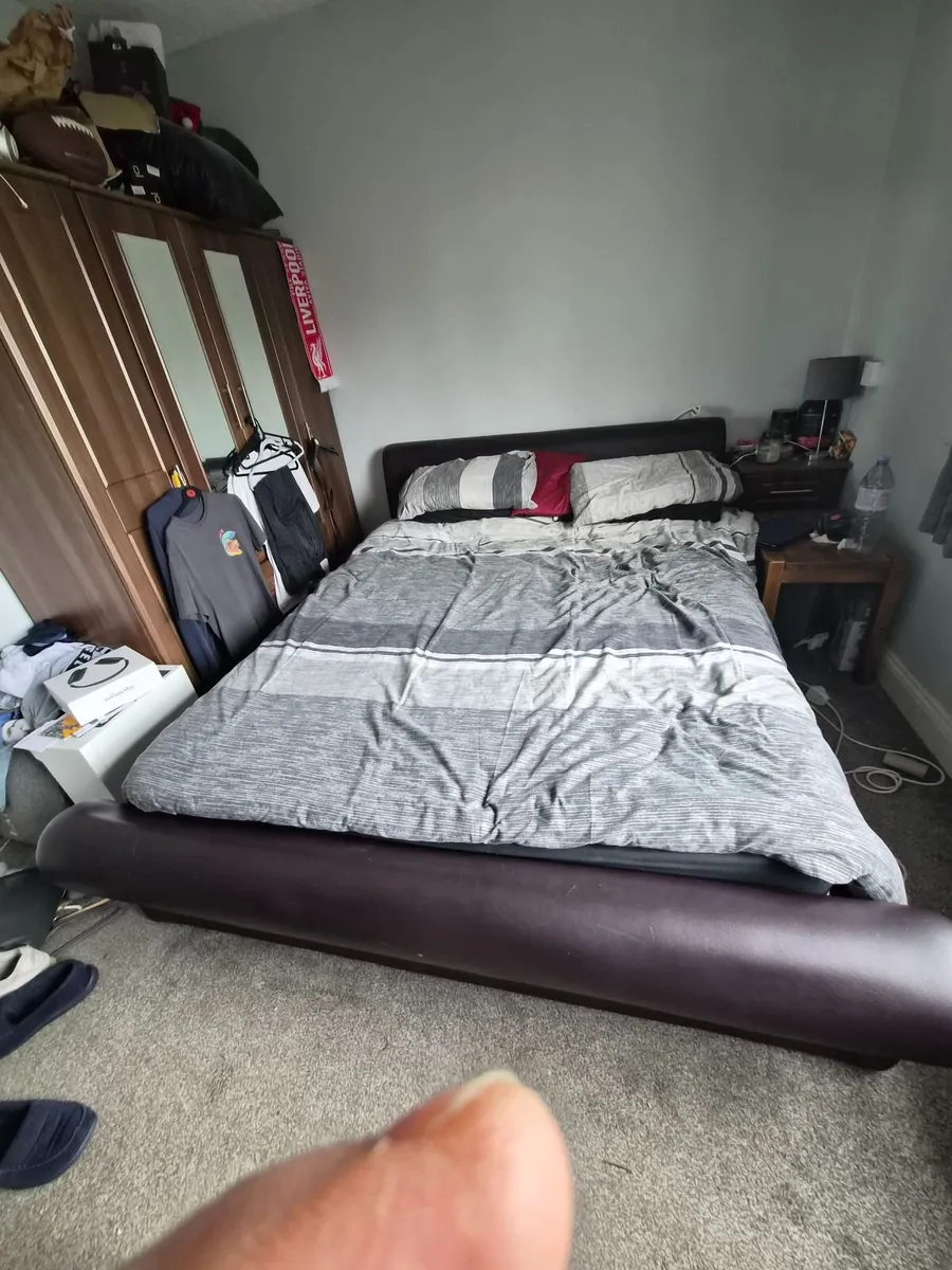 Brown Leather Bed - Image 1