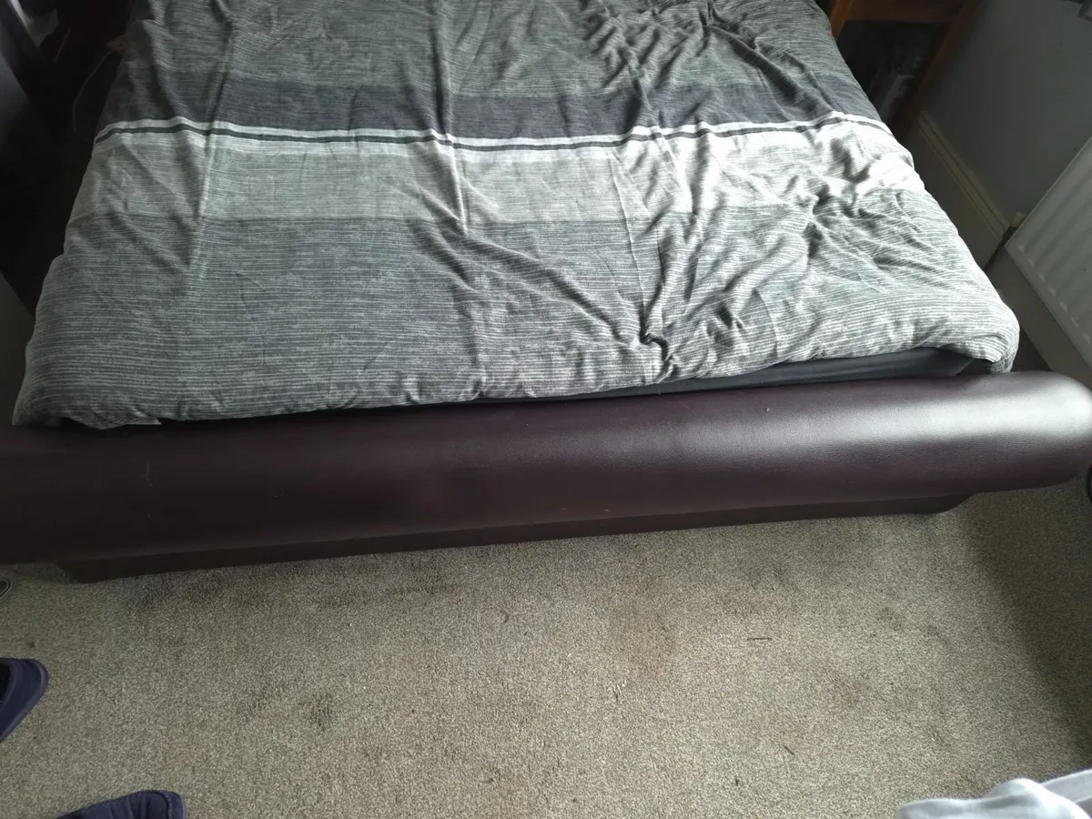 Brown Leather Bed - Image 4