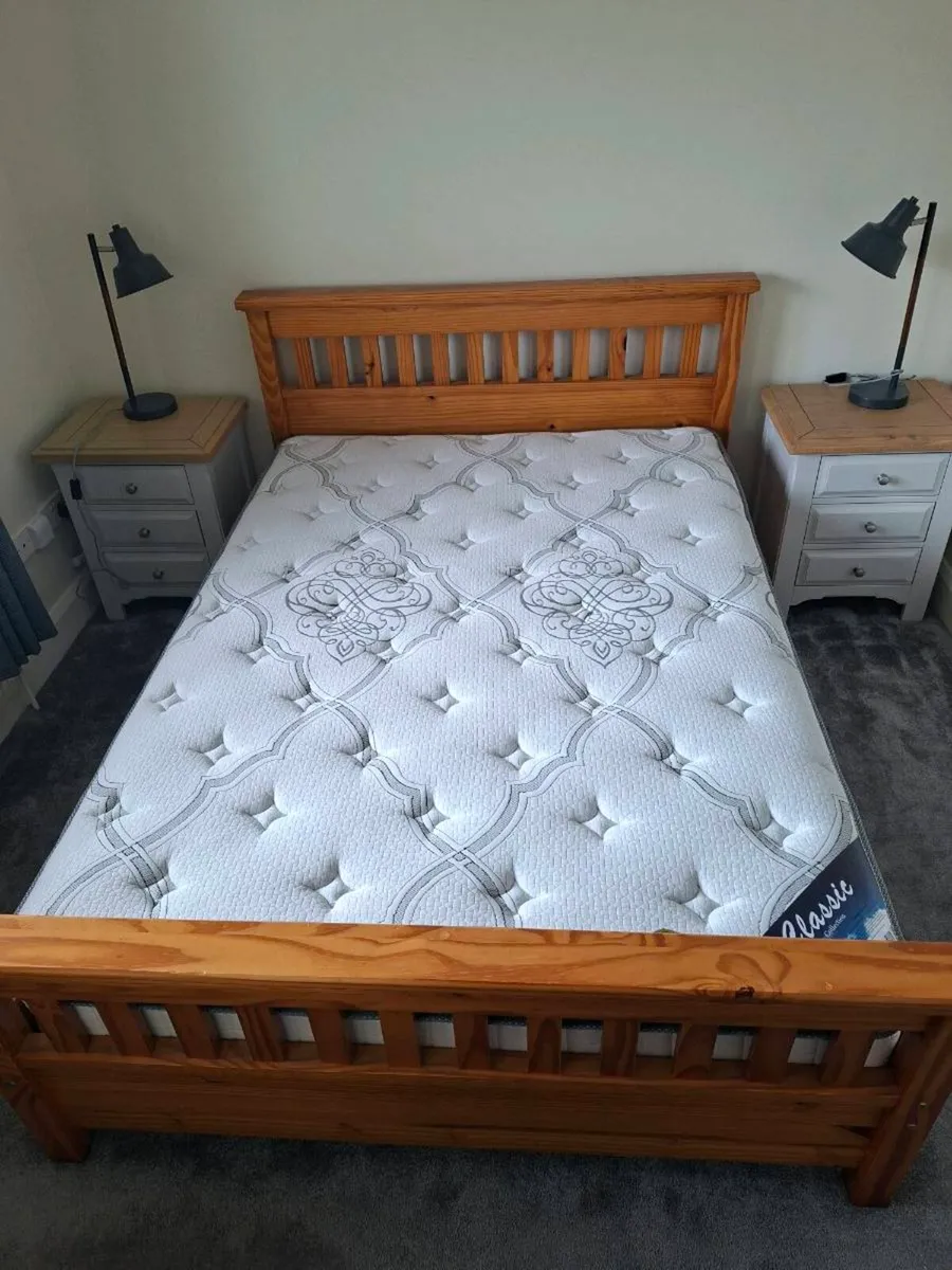 Timber Frame Double Bed with Mattress - Image 1