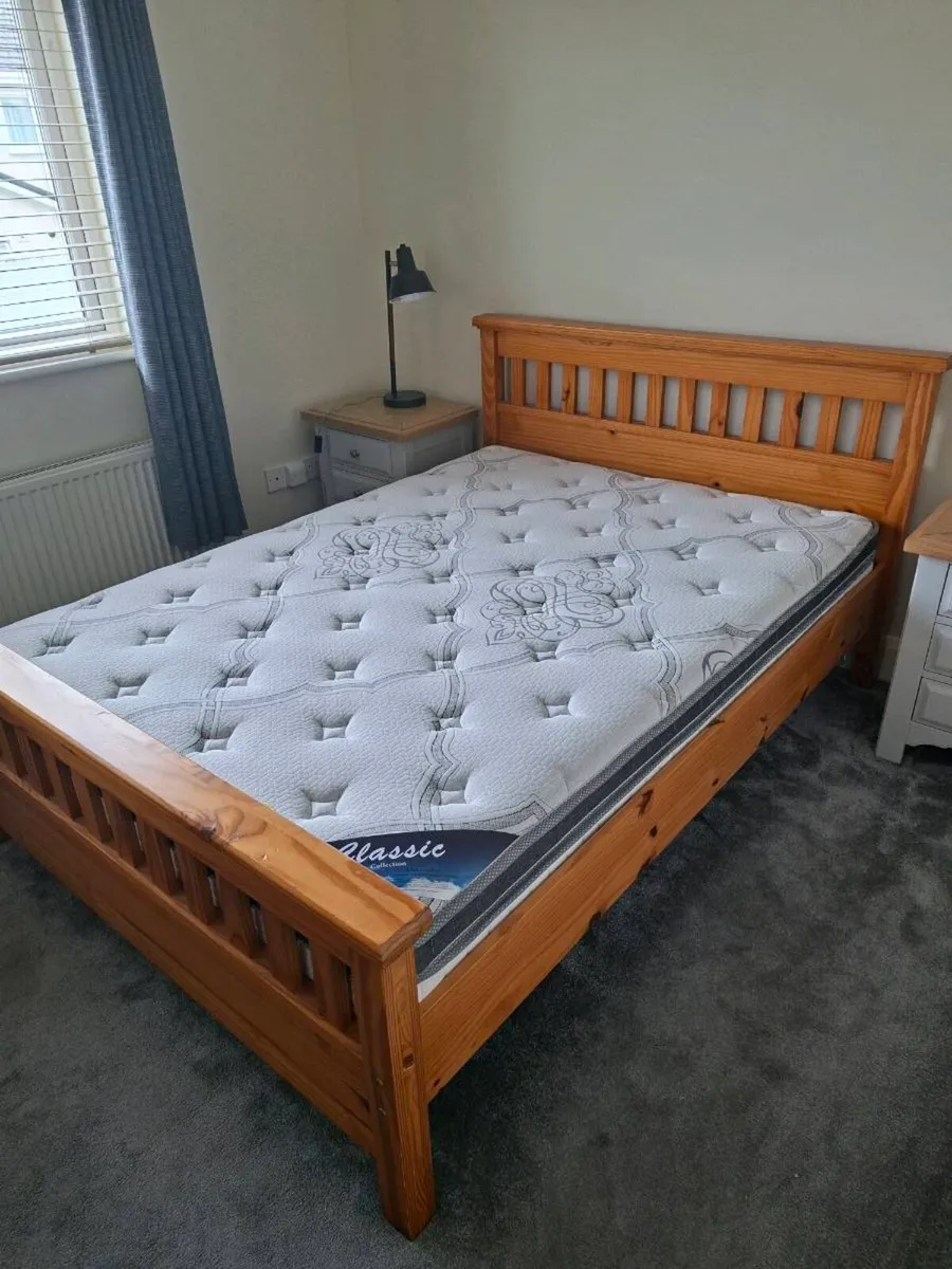 Timber Frame Double Bed with Mattress - Image 2