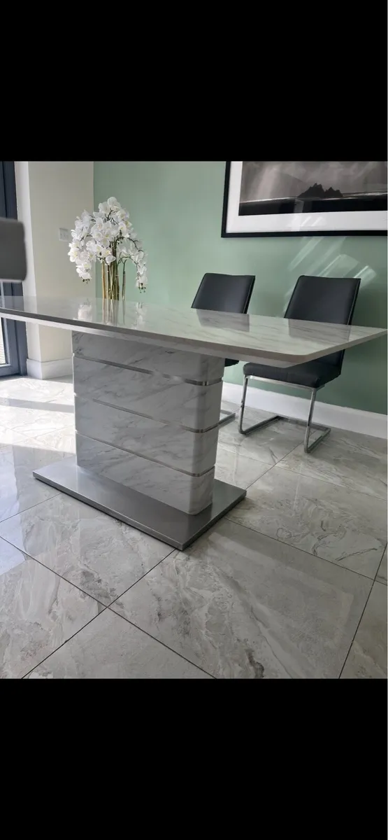 Modern Marble Effect Dining Table - Image 1