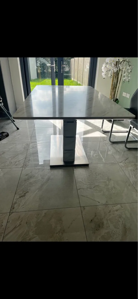 Modern Marble Effect Dining Table - Image 2