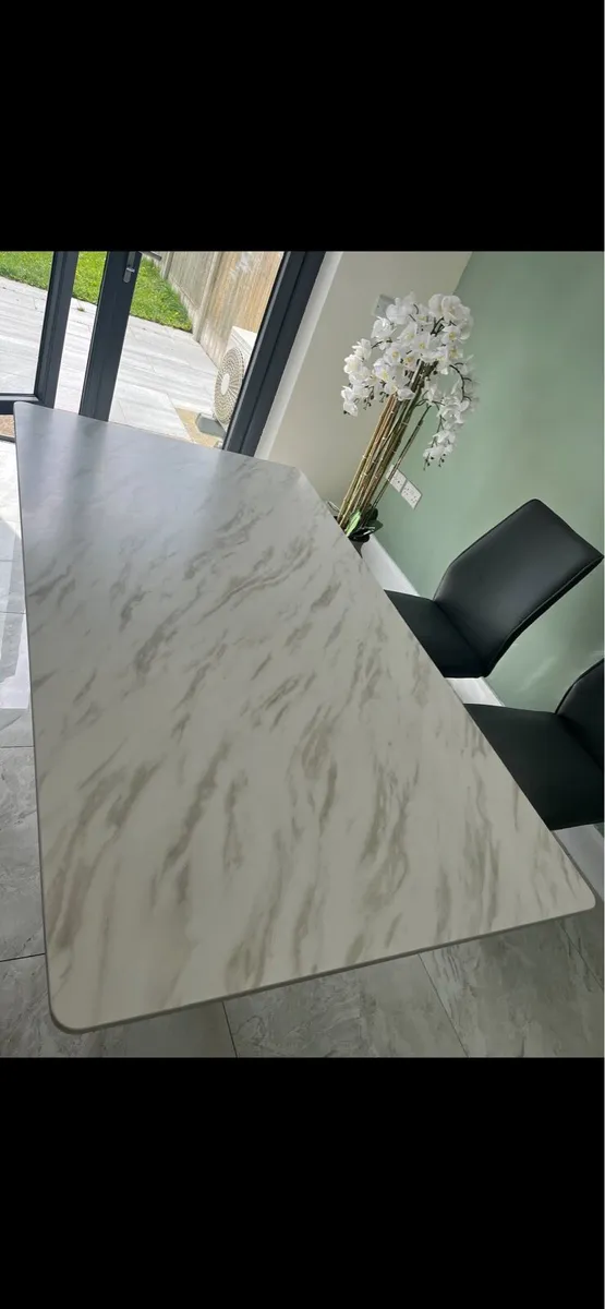 Modern Marble Effect Dining Table - Image 3