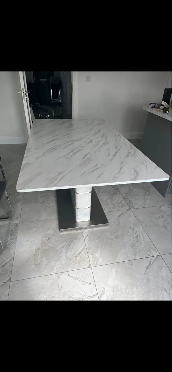 Modern Marble Effect Dining Table - Image 4