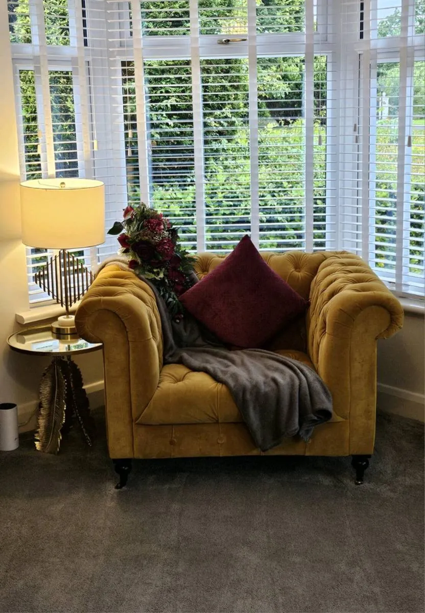 Lovely Darby Velvet Armchair - Mustard - Image 1