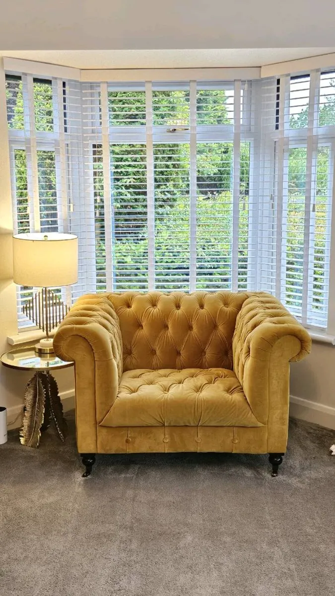 Lovely Darby Velvet Armchair - Mustard - Image 2