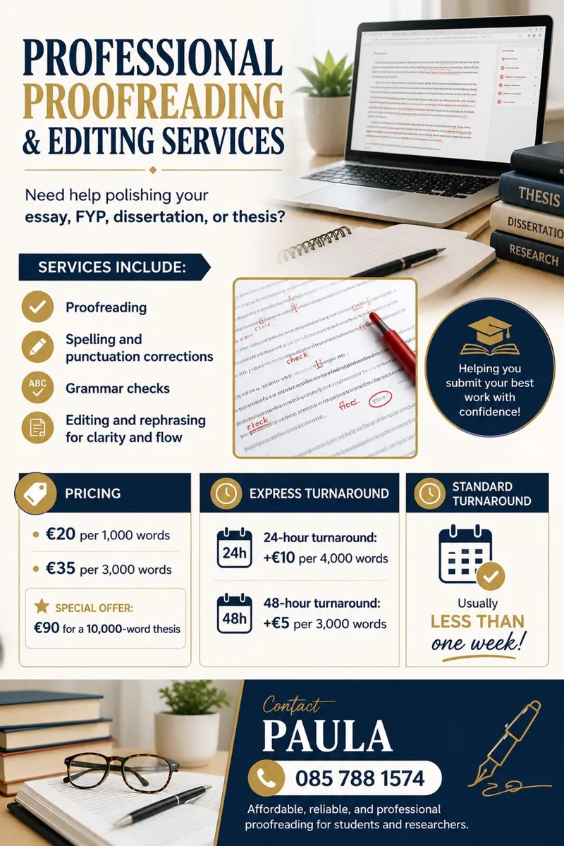 Proof reading of essays, fyps and theses