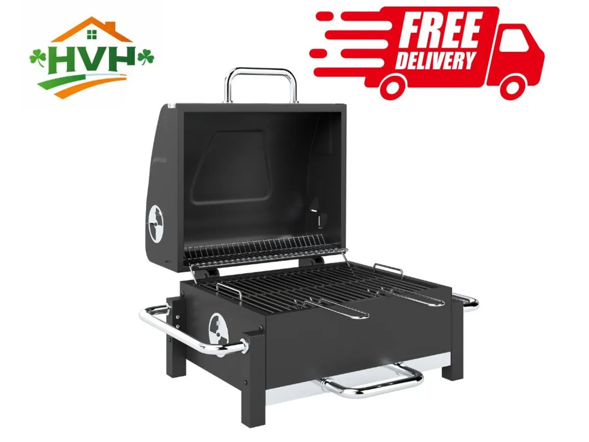 Steel Charcoal Grill Portable BBQ Smoker with Lid - Image 1