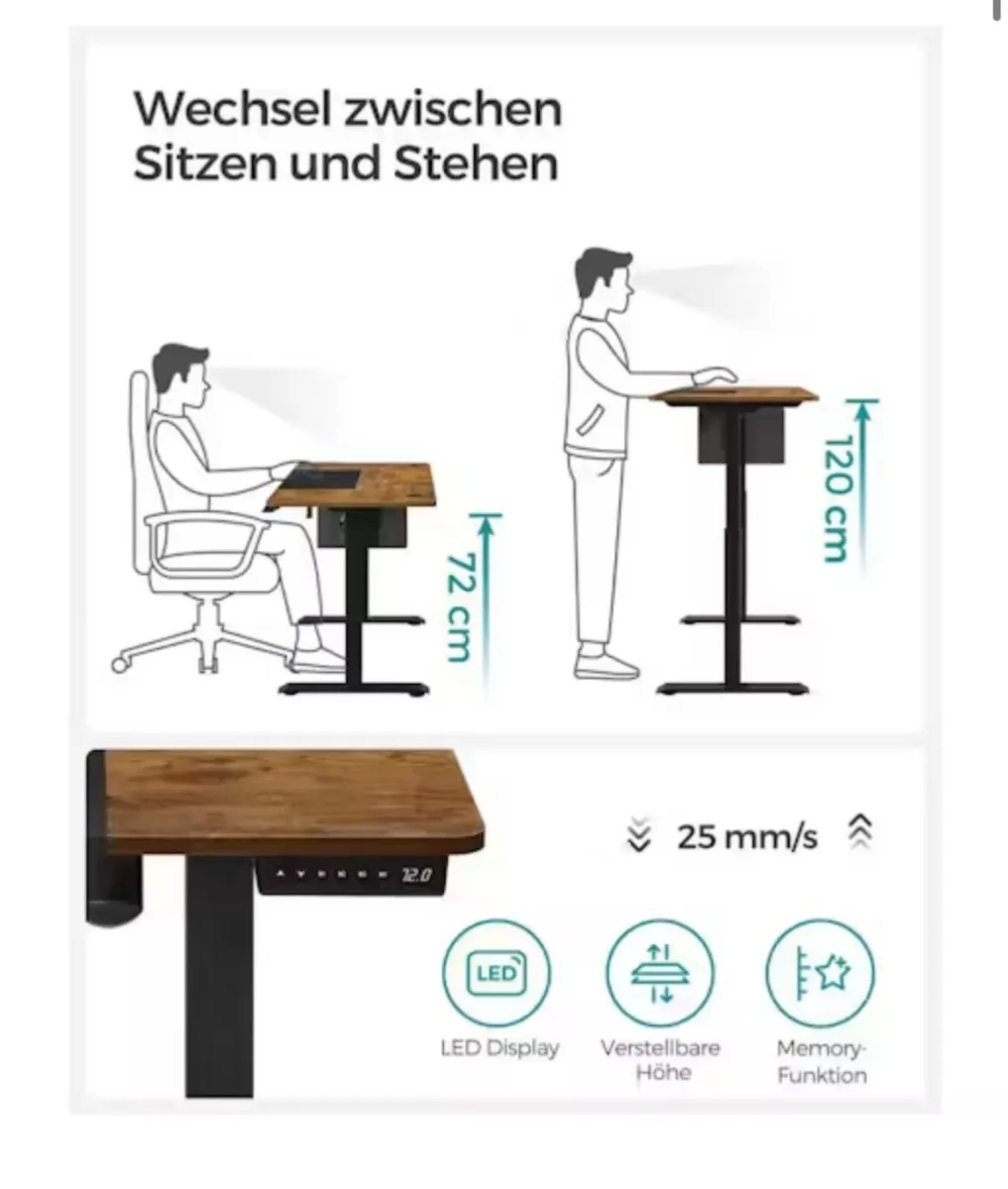 Electric Height Adjustable Standing Desk –  New - Image 3