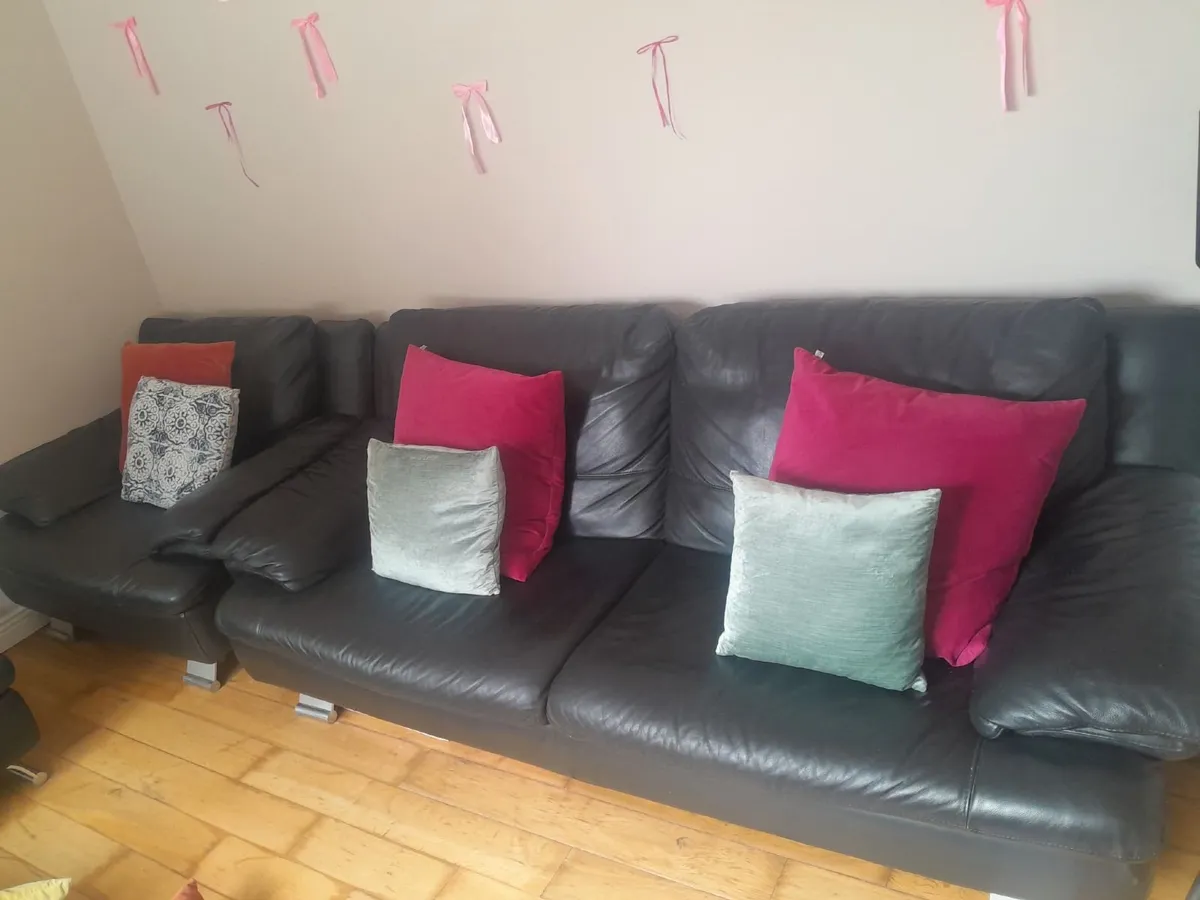 Genuine Italian leather sofa/ footstool - Image 1