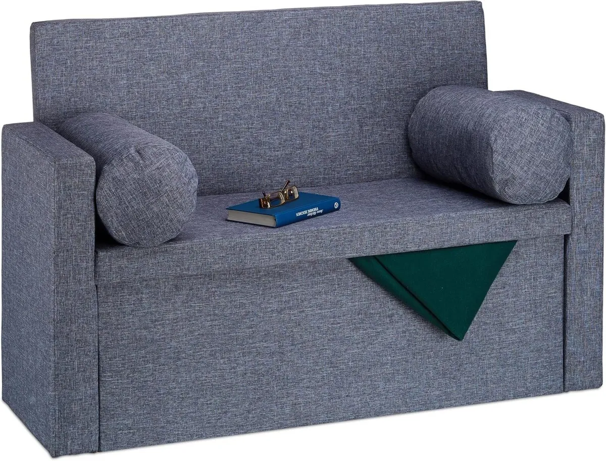 Bench Seat with Backrest Pillows Foldable Storage - Image 1