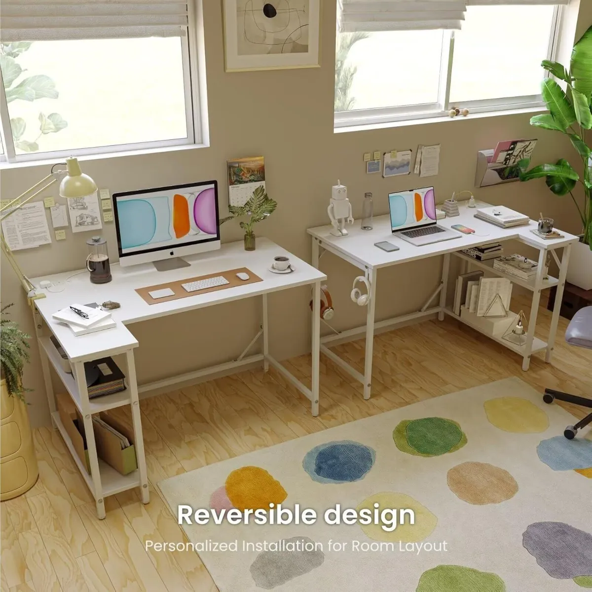 Small L Shaped Gaming Desk with Power Outlets - Image 4