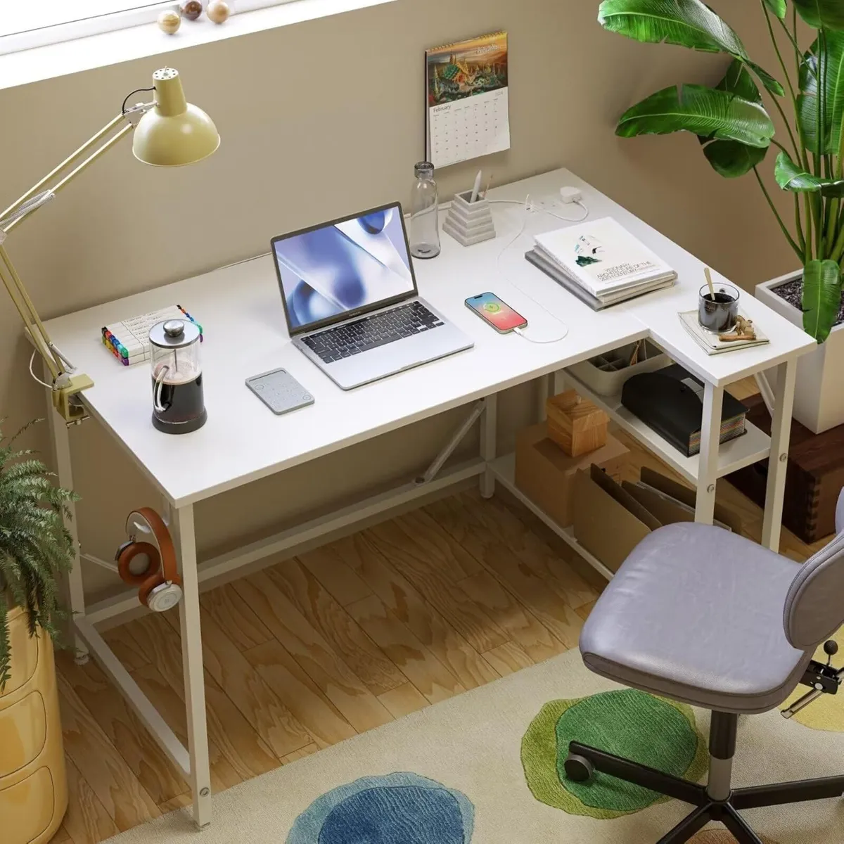 Small L Shaped Gaming Desk with Power Outlets - Image 2