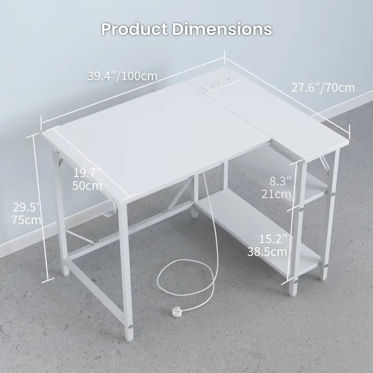 Small L Shaped Gaming Desk with Power Outlets - Image 3