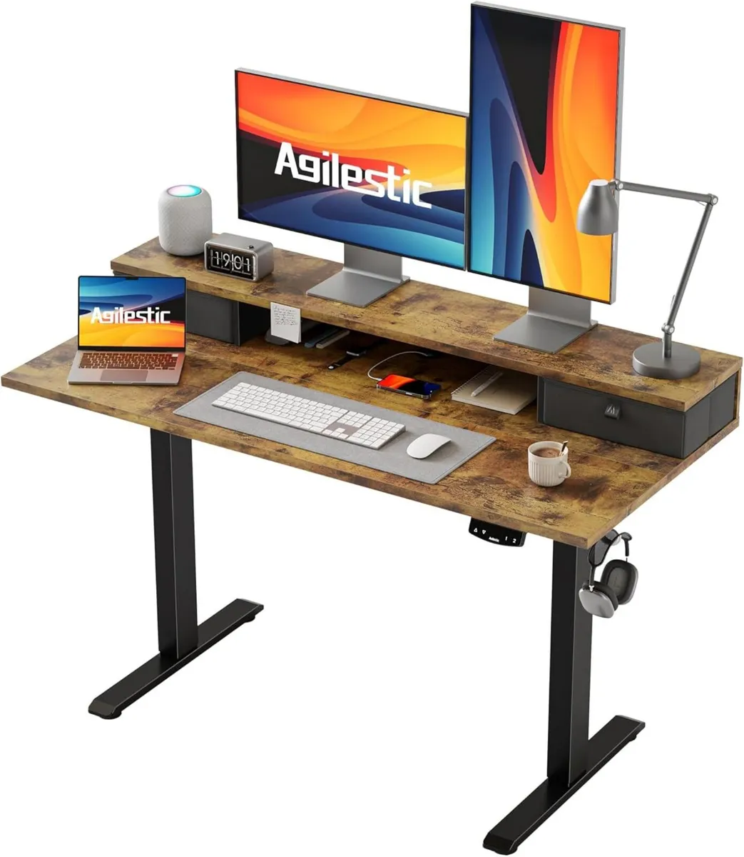 Electric Adjustable Height Desk with 2 Drawers - Image 1