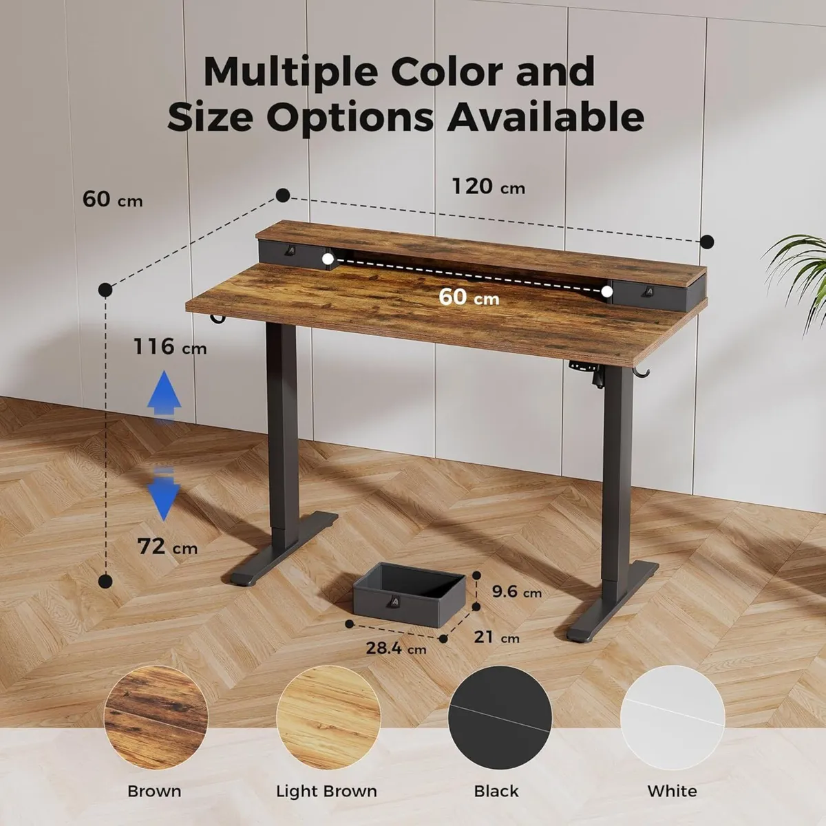 Electric Adjustable Height Desk with 2 Drawers - Image 2